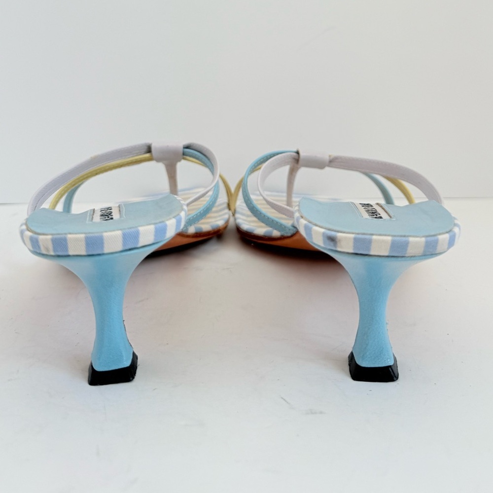 Manolo Blahnik Pastel Striped Kitten Heel Sandals Strappy Thong sandals EU 39 - Picture 6 of 9